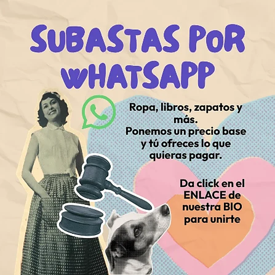 Subastas por WhatsApp: ropa, libros, zapatos y más. Ponemos un precio base y tú ofreces lo que quieras pagar. Da clic en el enlace de nuestra bio para unirte.